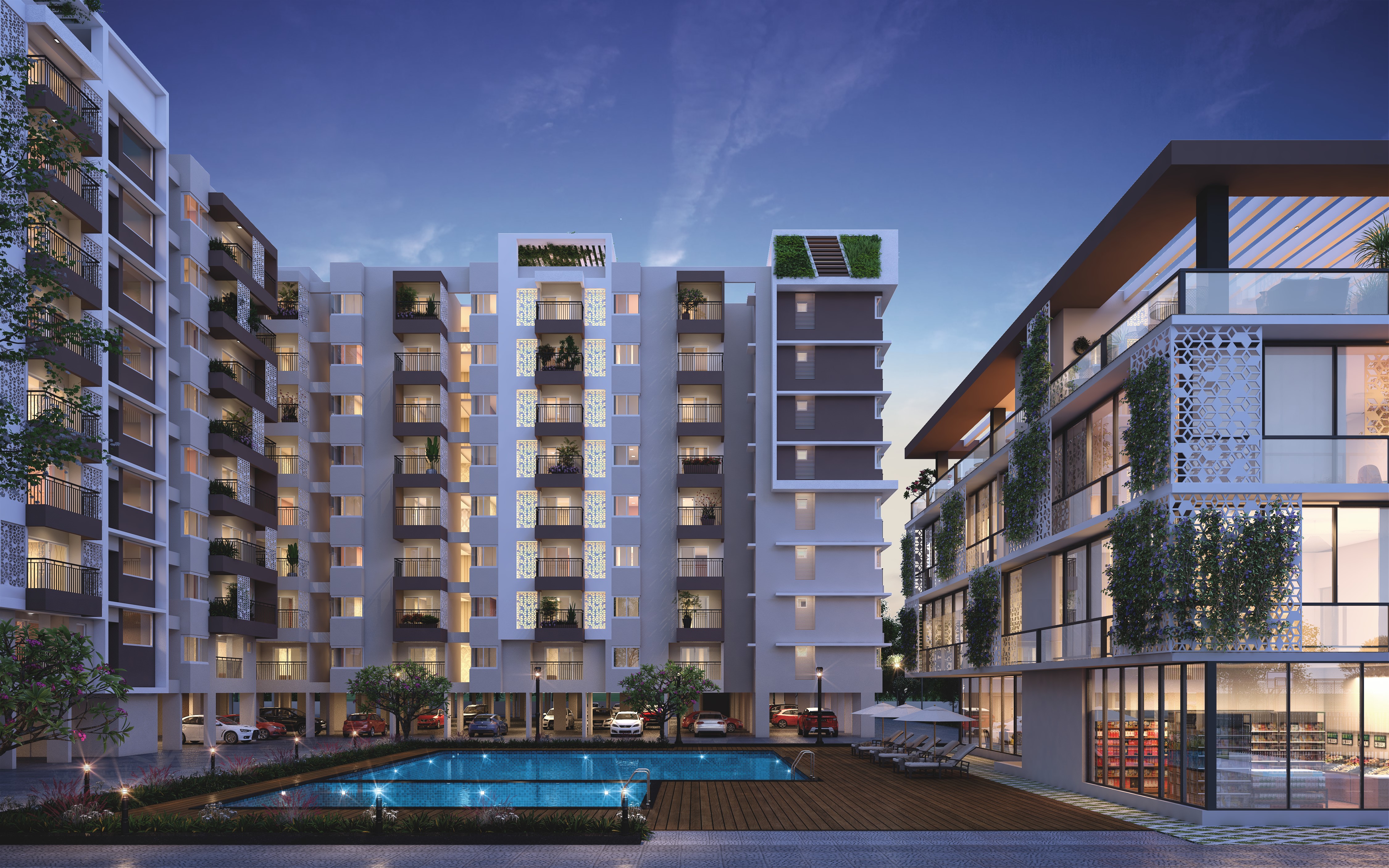 Swimming pool at Green Boulevard apartments Bangalore